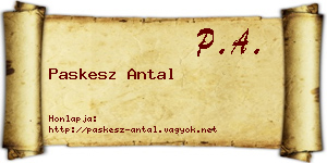Paskesz Antal névjegykártya